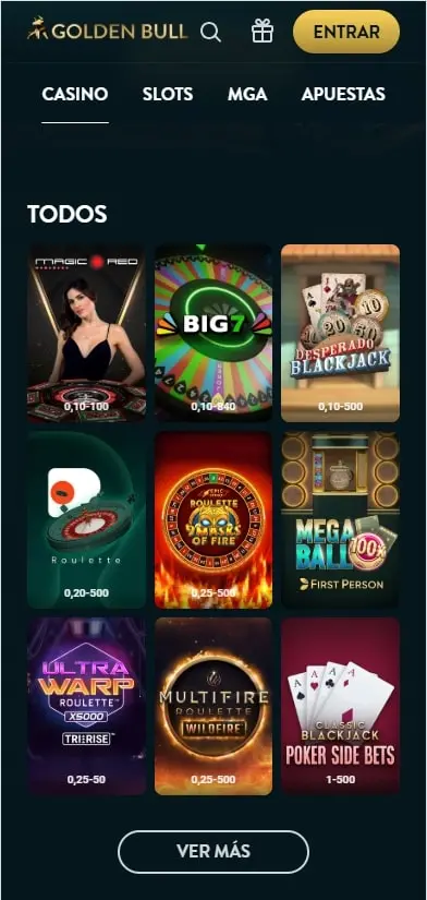Casino Golden bull Juegos en vivo