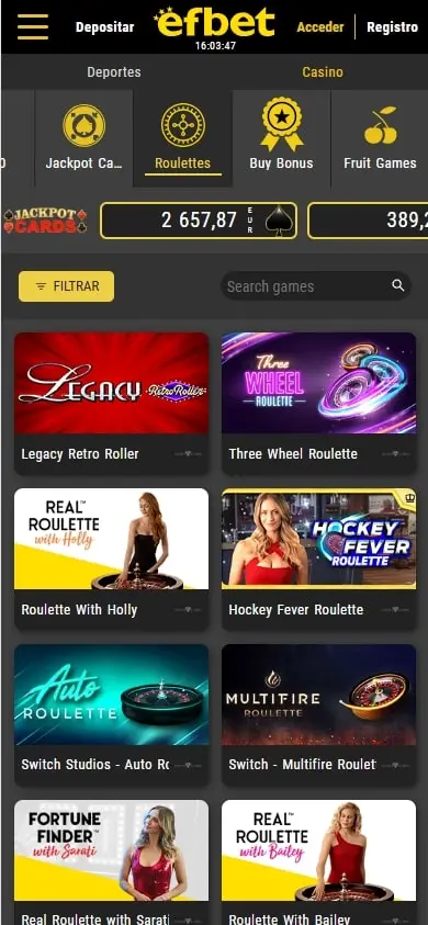 juegos de casino en efbet
