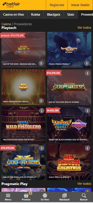 Betfair casino en vivo