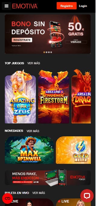 Emotiva Casino menú