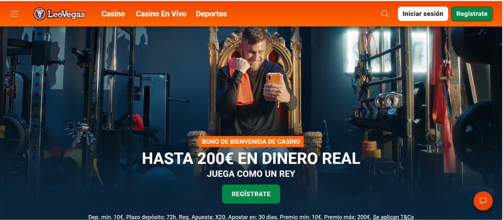 Bono LeoVegas: una imagen de la pantalla de inicio con las opciones de juego disponibles en la plataforma de LeoVegas.
