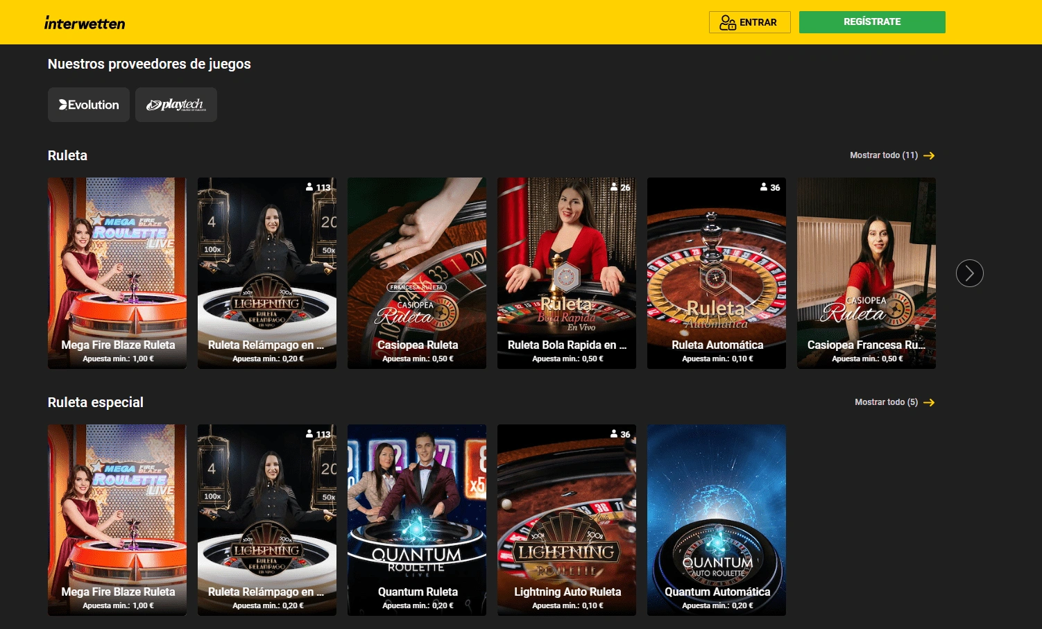 Casino en vivo Interwetten