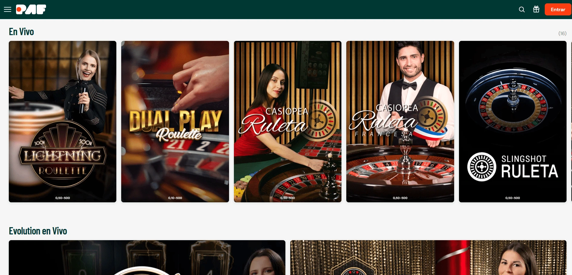 PAF Casino en vivo