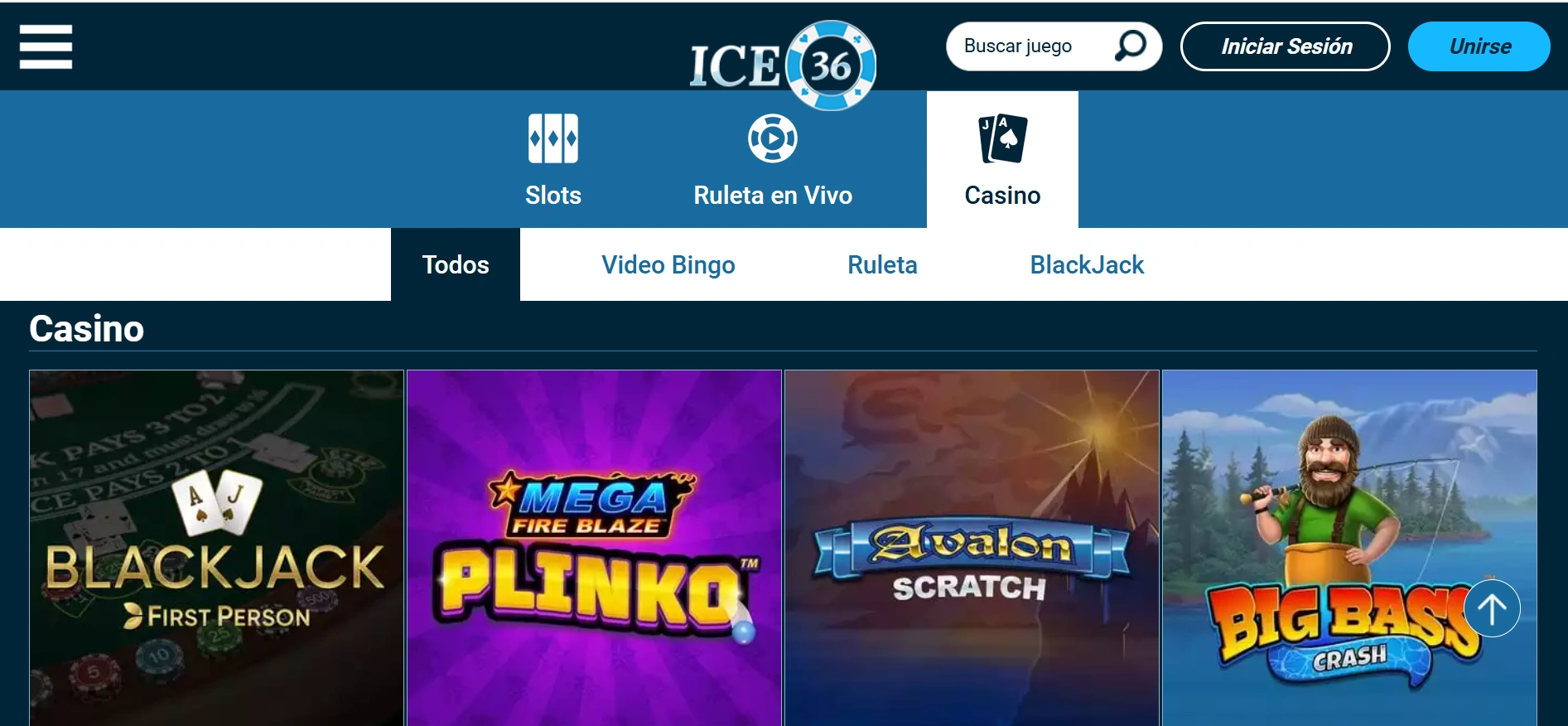 Ice36 review: la opción de todos los juegos de casino disponibles en su web. 