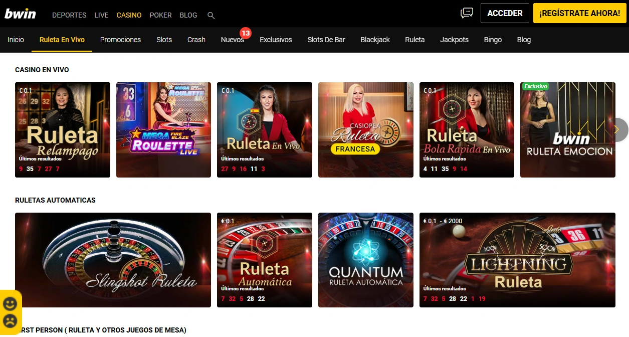 Bwin Casino página Casino en Vivo