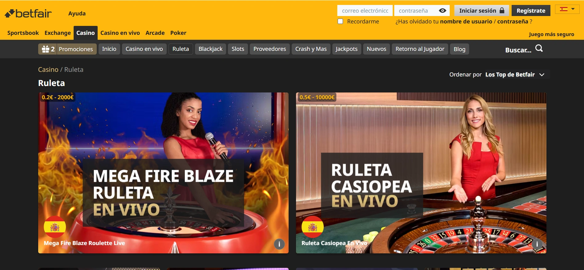 Betfair ruleta: varios ejemplos de ruletas que la plataforma tiene disponibles para los usuarios.