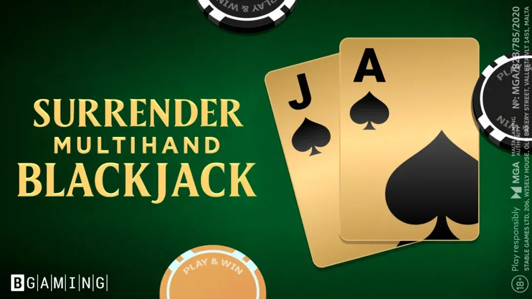Mesa de blackjack multihand con opción surrender cartas
